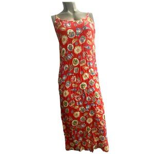 Vintage Exclusif by Whispers Sheer Orange Sleeveless‎ Beach Maxi Dress Cover-up
